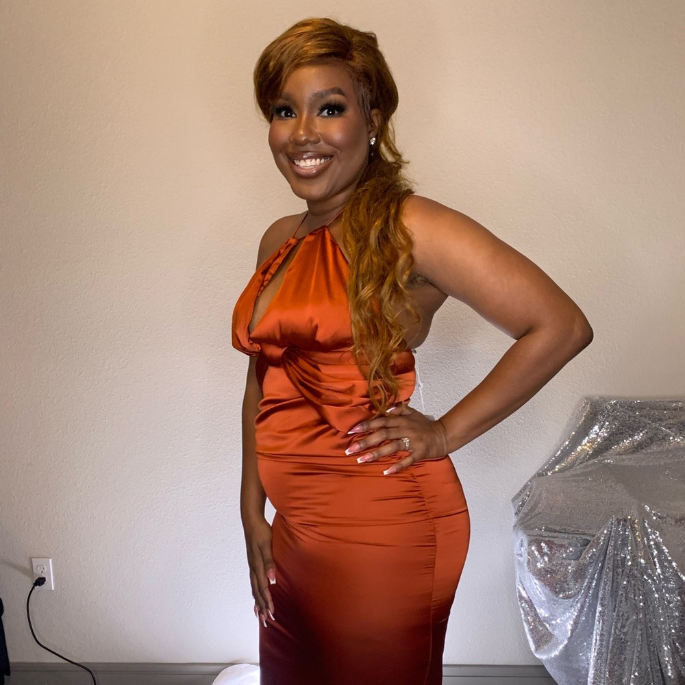 Abyss by Abby DIAMOND Gown Soft and Feminine hourglass stretch satin